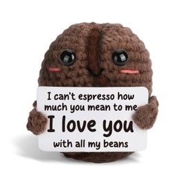 Dszemie Adorable Chubby Coffee Bean Crochet Doll Coffee Bean Positive Crochet Gift, Emotional Support Gift Coffees Lover Gifts for Women Men, Perfect Crochets Gifts for All Occasions