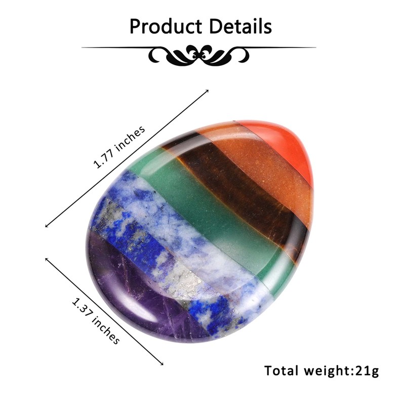 CrystalTears Chakra Worry Stone for Anxiety Healing Crystal Thumb Worry