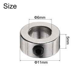sourcing map 10pcs 6mm Shaft Lock Collar T6 Lead Screw Lock Ring, Stainless Steel Set Screw Collars