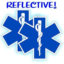 2 pcs Reflective Star of Life Hard Hat Stickers, 2 inches - Fire Rescue Helmet Vinyl Decals Paramedic EMT Ambulance Labels Badges CPR AED First Aid Nurse RN DMT