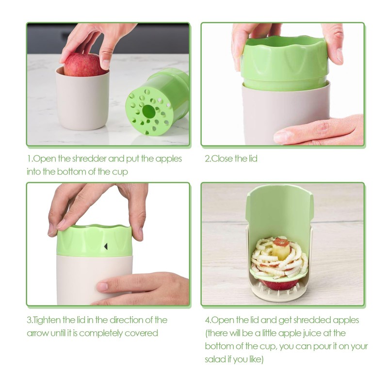 Manual Apple Grater Cup, Rotating Shredder, Fruit Grater for Fruit