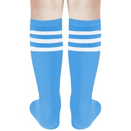 UTTPLL - Calcetines deportivos de fútbol para niños, con rayas uniformes de béisbol, softbol, para niñas, calcetines largos de tubo para niños, calcetines deportivos hasta la rodilla, calcetines