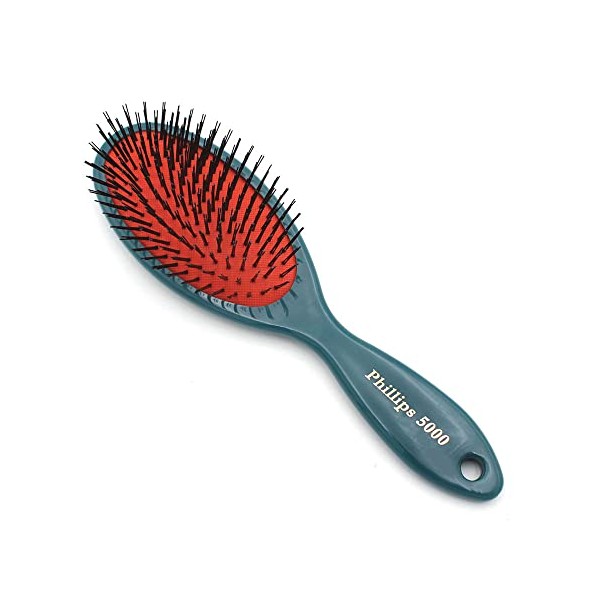 Phillips Brush 5000 Full Size Cushion Hairbrush with Flower Design, Teal Color, Nylon Bristle Hair Brushes for Women