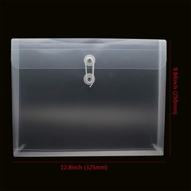 Zoohot Plastic Envelopes with String Closure Clear Side Loading, 1-1/4" Expansion, Letter Size/A4 Size, Set of 10