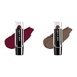 wet n wild 2 Value Pack wet n wild Silk Finish Lipstick Hydrating Rich Buildable Lip Colors - Blind Date Red and Cashmere Brown