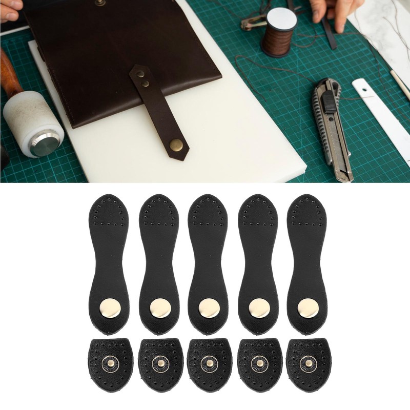 5 Set Leather Snap Buckles Soft Wearable DIY Sewing Leather