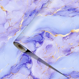 HOMETITUTE Blue Purple Marble Wallpaper Contact Paper 15.7"x39.4" Peel and Stick Wall Paper Removable Vinyl Wall Sticker Self Adhesive Marble Decor for Cabinet Countertop Shelf Liner