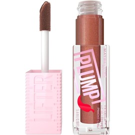 Maybelline Lifter Plump Brillo Labial Voluminizador, Maquillaje para Labios con Efecto Relleno Instantáneo, Fórmula con Chile y Maxi-Lip, Acabado Brillante, Tono Cocoa Zing, 5.4 ml