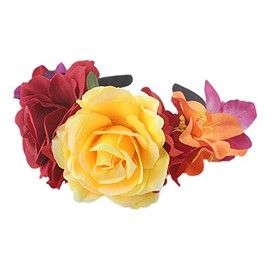 rose headband Headpiece flower crowns floral Costume wedding veils bridal crown hair accessories for women safflower flower headdress headgear girl Cloth flowers Miss (Style 1, One Size)