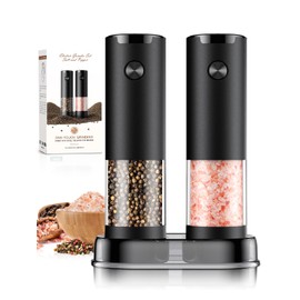 Electric Salt and Pepper Grinder Set Automatic Battery Pepper Mill Shakers Adjustable Coarseness Upgraded Larger Capacity with Led Home and Kitchen Appliances Birthday Gifts for Women