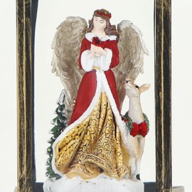 GenSwin Christmas Snow Globes with Music USB Rechargable Cable and Timer, Christmas Lantern Decorations Indoor, 1 Pcs Christmas Music Box with Angel and Reindeer for Festival PXFX-TS