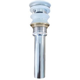 Universal Bathroom Sink Drain with Pop-Up,Overflow Hole,Ceramic White Cap & Stainless Steel Body - Easy to Install, Durable Copper Mesh Filter -Fits Standard Sink With Overflow White & Silver KINGWONG