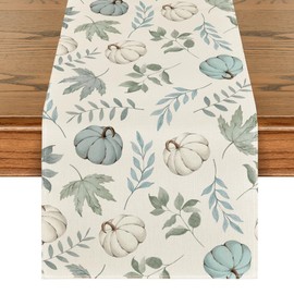 Artoid Mode Orange Pumpkins, Leaves, Autumn Table Runner, Seasonal Kitchen Table Decoration, Indoors, Holiday, Party Decor, 40 x 100 cm