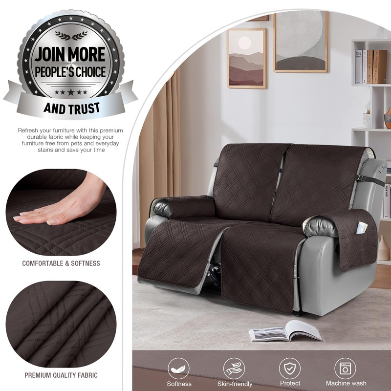 TAOCOCO 100% Waterproof Oversized Loveseat Recliner Cover, Non Slip Split