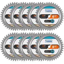 Luckyway 4-1/2 Inch Circular Saw Blade 40T Fine Finish Cutting with 3/8 Inch Arbor, TCT Trim Saw Blade for Cutting Wood, 10-Pack