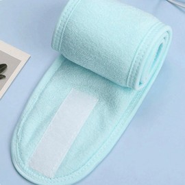 Clean Microfiber Velcro Face Wash Headband - Sky Blue Wide 3ea