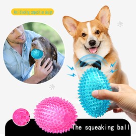 YSIMPAONK 3.5” Squeaky Dog Toy Balls (6 Colors) Puppy Chew Toys for Teething,Spikey Medium, Large & Small Dogs, Durable Aggressive Chewers (X Large（4.5 * 3in） Oval Football)