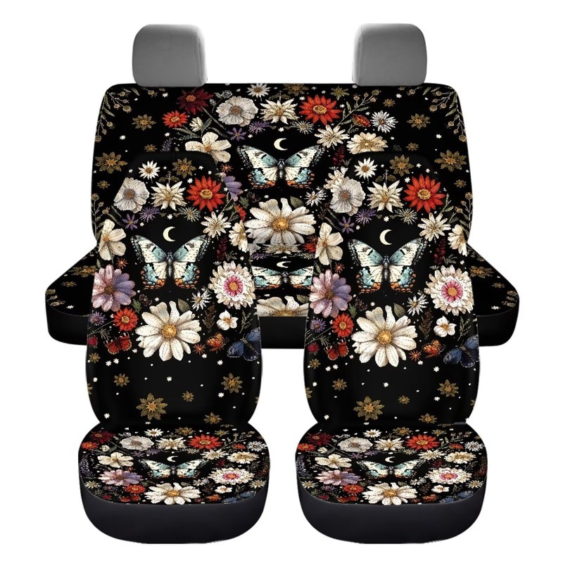 Bulopur Butterfly Floral Front and Rear Bench Protector Full Set