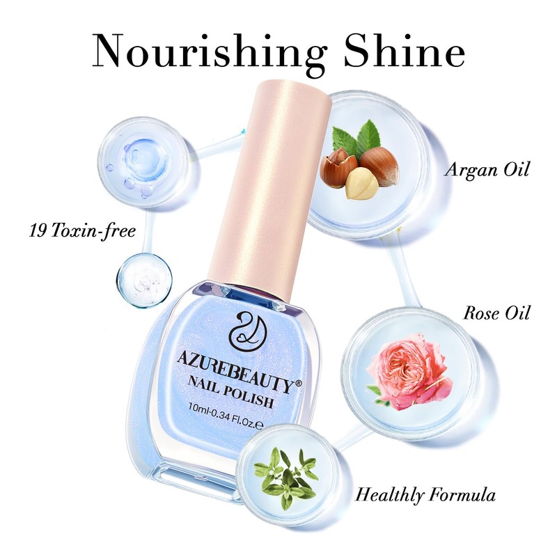 AZUREBEAUTY Nail Polish,Celestial Blue Quick Dry Complete Natural Super Lustrous