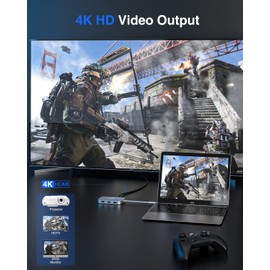 TOTU USB C Hub, 8-in-1 Type C Hub with 4K USB C to HDMI, 2 USB 3.0 Ports, USB 2.0 Port, SD/TF Card Reader, Compatible with MacBook Pro Air and Type C Laptops, Grey (TT-HB001C)