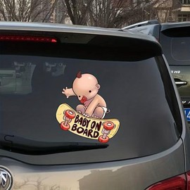 Car Window Decals, PVC Baby Scooter Design Automotive Glass Decals, Waterproof Wear-Resistant Decoration Stickers for Sedan Motorcycles RV