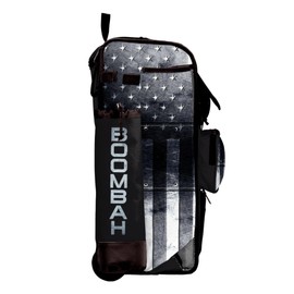 Boombah Rolling Catchers Superpack Bat Bag - 23-1/2" x 13-1/2" x 9-1/2" - Telescopic Handle - Holds 4 Bats - Wheeled Version - USA Shield Black Ops Black/Gray/White