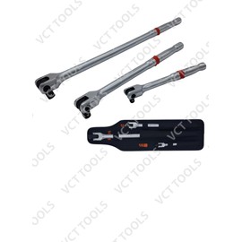 VCT 3pc Breaker Bar Set 1/4" 3/8'' 1/2'' Dr Breaker Bars 6" 10" 15" Length, Includes Carrying Pouch