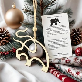 Elephant Gifts for Women Sisterhood Ornament: Unique Christmas True Friendship Friends Wooden Sister Story Loyalty Friend Festive Decor Charm Elefantes Lanyard Figurine Tree Hanging (1PCS Style-C)