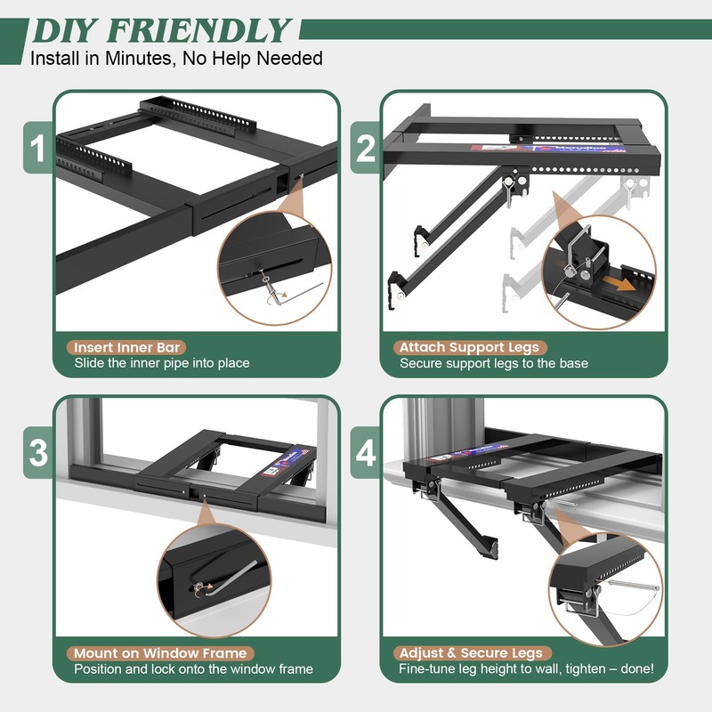 Marudina Upgraded No-Drill Window AC Bracket, Adjustable Window Air Conditioner