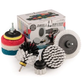 Drillbrush Scouring Pad and Drill Scrub Brush Kit - Auto Detailing Brush Kit with Scrub Pads - Carpet Power Scrubber - Drill Brush Cleaning Attachment Set - Nylon Drill Brush Attachment Scrub Brushes