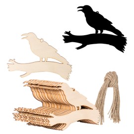 Crow On Branch Wood Unfinished Crow Shaped DIY Wood Halloween Art Unfinished Ornaments for Halloween Christmas Wedding Birthday Party Thanksgiving Day Decoration 20Pcs