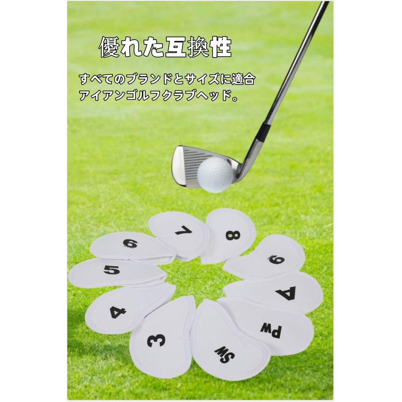 YFFSFDC Golf Iron Covers Headcovers 10 Pcs (3-9, A, Pw,