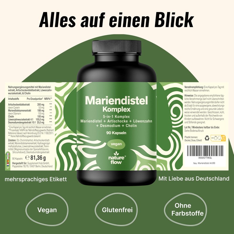 Milk Thistle Artichoke Dandelion Complex High Dose - 90 Capsules