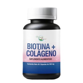 Biotina y Colágeno 100% Natural - Suplemento Vitamínico Antienvejecimiento para Pelo Piel Uñas - Vitaminas para Cabello - 60 Cápsulas- green house