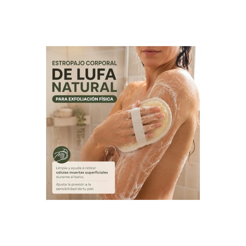 3 Estropajos Corporales de Lufa Natural con Banda Elástica (Paja)