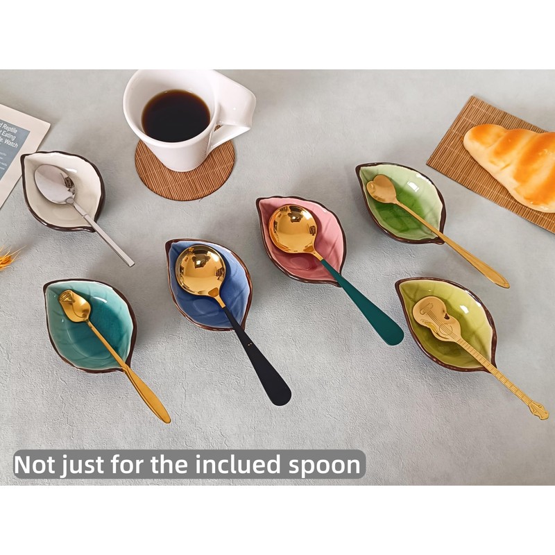 Coffee Spoon and Rest for Coffee Bar Accessories, Leaf Small