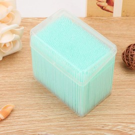 CYSFETENA 1100 Stück Kunststoff Zahnstocher Grün,Runde Doppelkopf Zahnstocher mit Aufbewahrungskoffer, Tragbare Zahnstocher für Unterwegs die Mundpflege Hause Outdoor Reisen