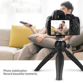 Tabletop Tripod Mini Tripod Cell Phone Tripod with 1/4" Screw for Cell Phone, Mini Desktop Live Selfie Camera Tripod for Sports Camera, Mirrorless Camera, SLR (Black)