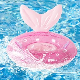 Baby Float 6-12-18-36 Months, Inflatable Baby Swim Ring with Safety Seat | Toddler Swimming Float for 1 2 3 Year Old, Soft Padded Design, Bath & Pool Accessories (Mermaid - Pink)