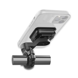 LEAD KS-280A Smartphone Holder for Motorcycles and Bicycles, Magnetic Smartphone Holder, Black, Magnetic Induction Instantly, Attaching Mount Base, Compatible with Large Smartphones