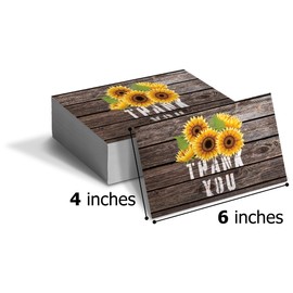 Pro Supply Global (50) Count of 4x6 Sunflower Thank You Insert Cards
