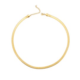 HSWYFCJY Gold Necklace Women Classic Flat Snake Chain Herringbone Necklace Stainless Steel Choker Necklace 5mm Wide Chain Length 40cm as a Birthday Gift for Girls
