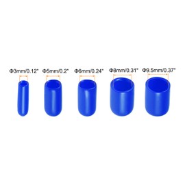 Rebower 100 Pack Screw Thread Protector Cover Rubber End Caps, [for Screw, Bolt, Rod End Cap] - 1/8 inch 3/16 inch 1/4 inch 5/16 inch 3/8 inch Inner Dia/Blue