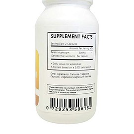 Herbal Island Reishi Mushroom Capsules - 120 Count 500mg Each