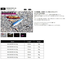 JACKALL Metal Jig, Big Backer Jig, 2.4 inches (62 mm), 1.1 oz (30 g), Akakin/Magma Wave Holo