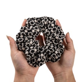 Scrunchies for Women's Hair - Organic Cotton Fluffy Hair Scrunchies | Hair Tie Scrunchies for Girls | Scrunchie | Hair Bands & Ponytail Holders (2Black)