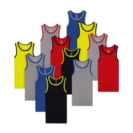 Buyless Fashion Boys Scoop Neck Tagless Undershirts Soft Cotton Tank Top (12 Pack) 6-7
