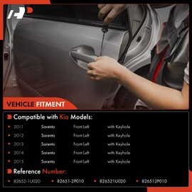 A-Premium Front Driver Side Exterior Door Handle with Keyhole Compatible with Kia Sorento 2011 2012 2013 2014 2015, Chrome, Replace# 826521U020, 826512P010