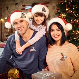 12 Pcs Christmas Brooch Pins Set for Women Rhinestone Crystal Christmas Tree Wreath Snowman Reindeer Christmas Ornament Jewelry Pins Gift (Style-1)