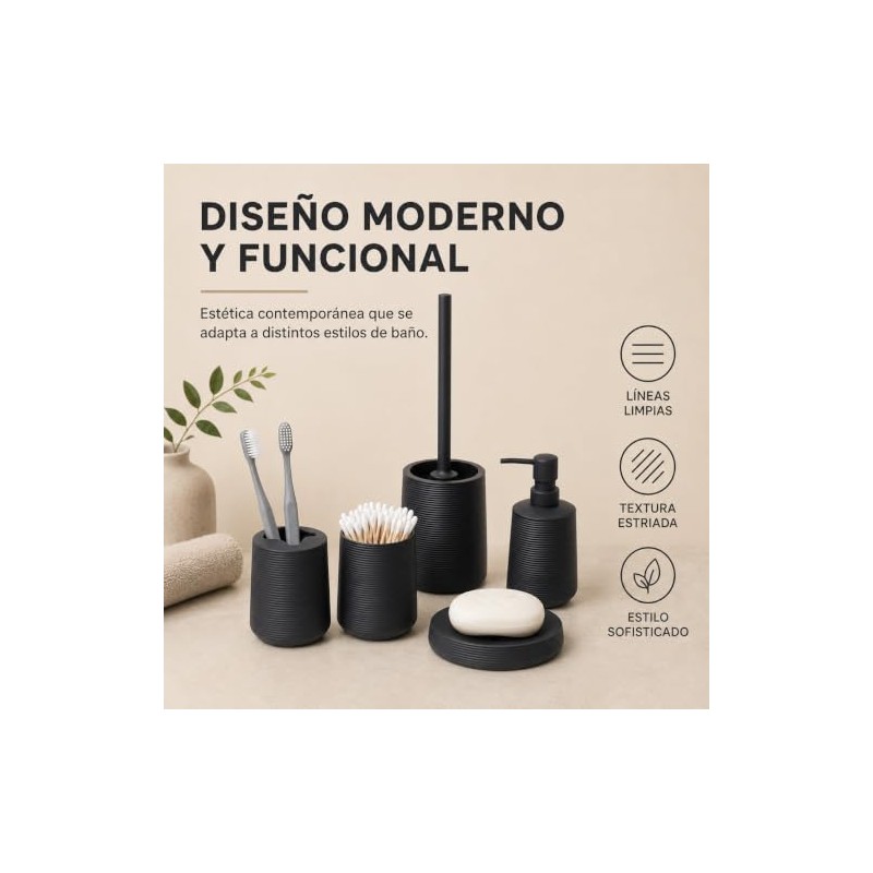 Set de Accesorios para Baño 5 Piezas Diseño Ondas Modernas